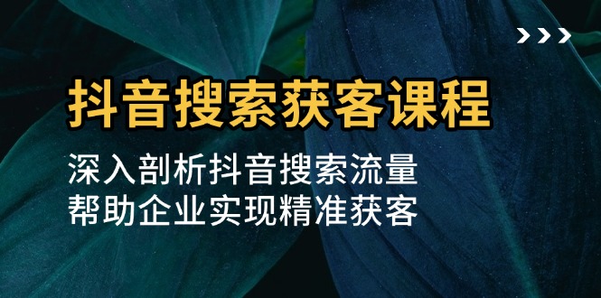 （13465期）抖音搜索获客课程：深入剖析抖音搜索流量，帮助企业实现精准获客_山林科技社-山林科技社