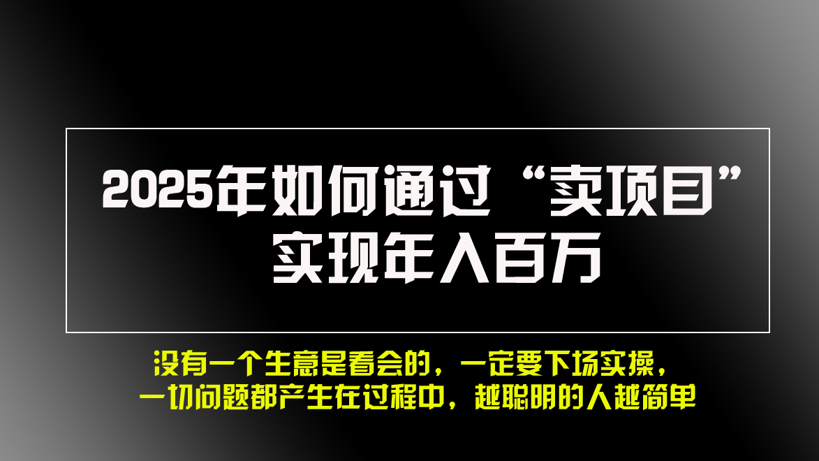 （13468期）2025年如何通过“卖项目”实现年入百万，做网赚必看！！_山林科技社-山林科技社