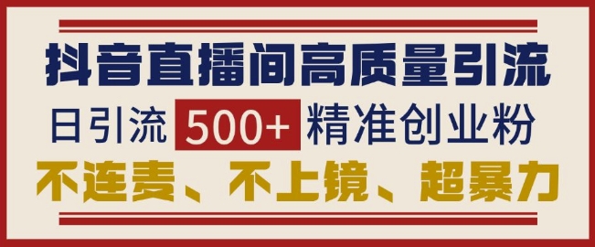 抖音直播间引流创业粉技巧：无需连麦、不用上镜，日引流500+高质量精准创业粉-山林科技社